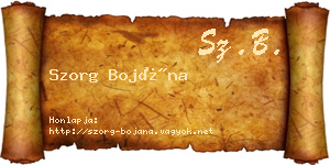 Szorg Bojána névjegykártya